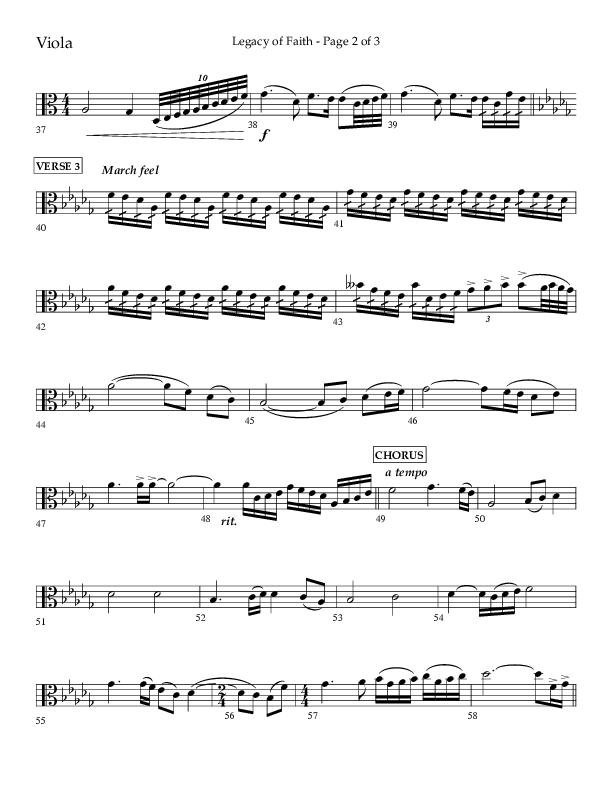 Legacy Of Faith (Choral Anthem SATB) Viola (Lifeway Choral / Arr. Bradley Knight)