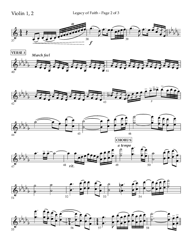 Legacy Of Faith (Choral Anthem SATB) Violin 1/2 (Lifeway Choral / Arr. Bradley Knight)