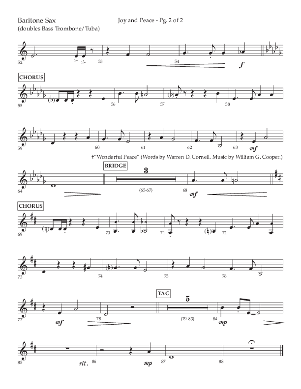 Joy And Peace (Choral Anthem SATB) Bari Sax (Lifeway Choral / Arr. Russell Mauldin)