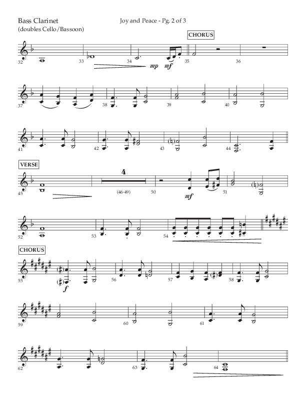 Joy And Peace (Choral Anthem SATB) Bass Clarinet (Lifeway Choral / Arr. Russell Mauldin)