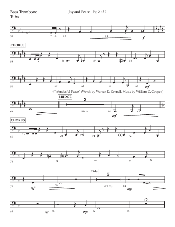 Joy And Peace (Choral Anthem SATB) Bass Trombone, Tuba (Lifeway Choral / Arr. Russell Mauldin)