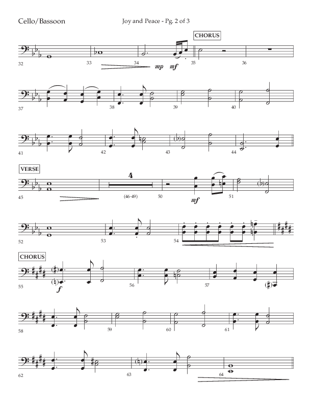 Joy And Peace (Choral Anthem SATB) Cello (Lifeway Choral / Arr. Russell Mauldin)