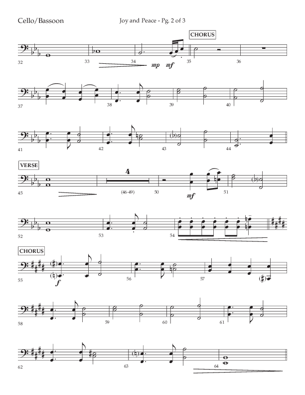 Joy And Peace (Choral Anthem SATB) Cello (Lifeway Choral / Arr. Russell Mauldin)