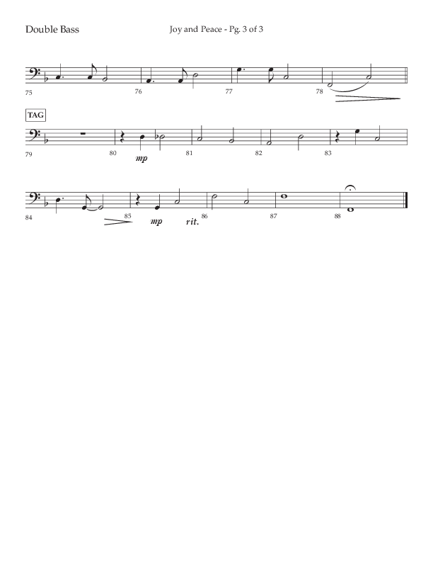 Joy And Peace (Choral Anthem SATB) Double Bass (Lifeway Choral / Arr. Russell Mauldin)