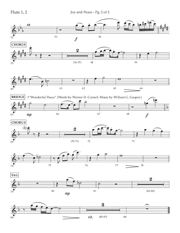 Joy And Peace (Choral Anthem SATB) Flute 1/2 (Lifeway Choral / Arr. Russell Mauldin)