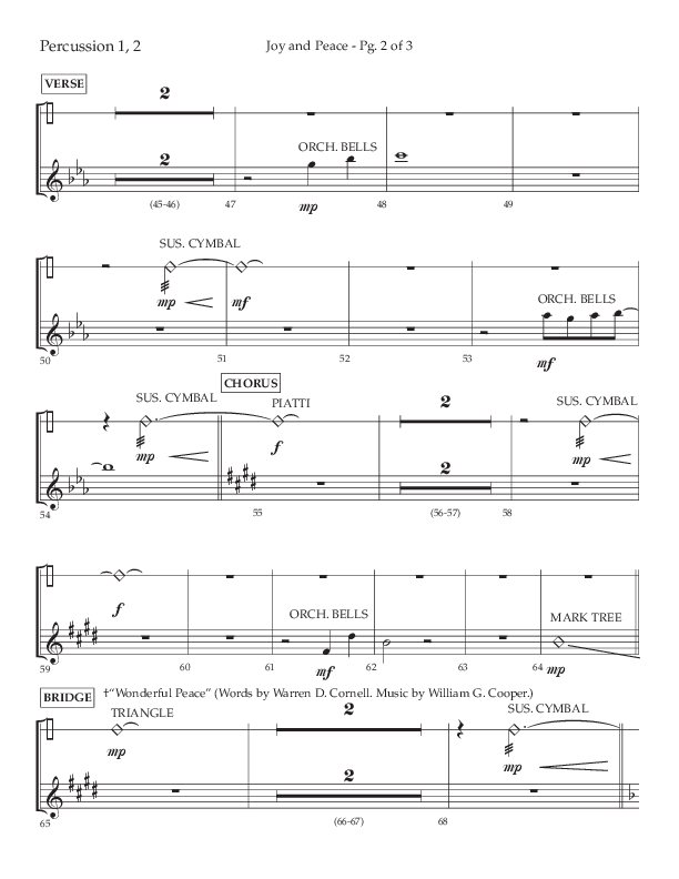 Joy And Peace (Choral Anthem SATB) Percussion 1/2 (Lifeway Choral / Arr. Russell Mauldin)