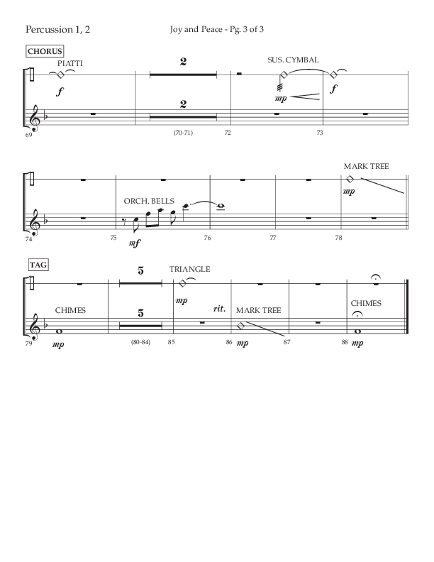 Joy And Peace (Choral Anthem SATB) Percussion 1/2 (Lifeway Choral / Arr. Russell Mauldin)