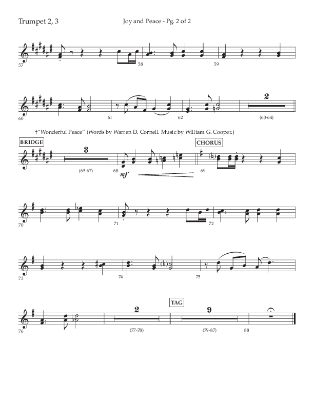Joy And Peace (Choral Anthem SATB) Trumpet 2/3 (Lifeway Choral / Arr. Russell Mauldin)
