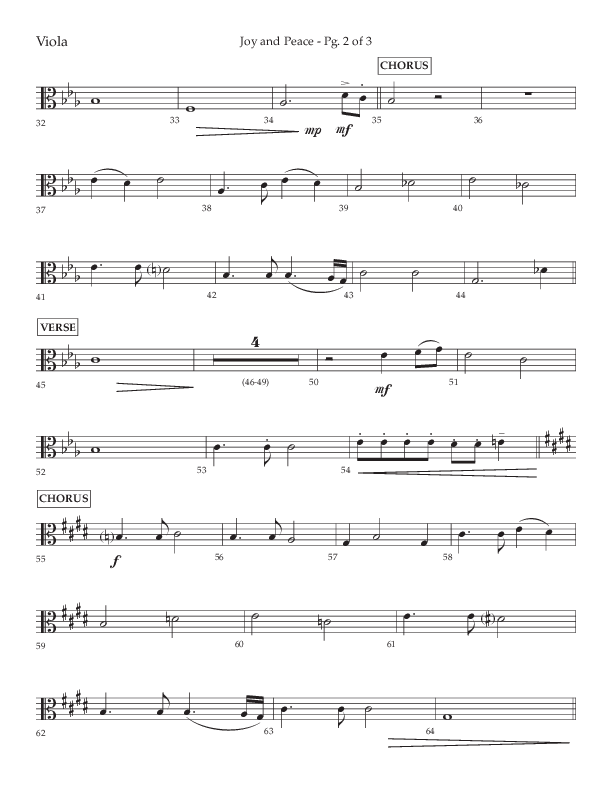 Joy And Peace (Choral Anthem SATB) Viola (Lifeway Choral / Arr. Russell Mauldin)