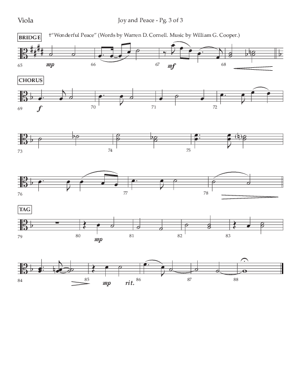 Joy And Peace (Choral Anthem SATB) Viola (Lifeway Choral / Arr. Russell Mauldin)