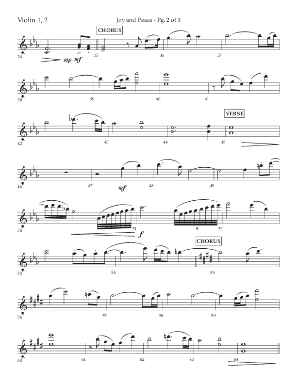 Joy And Peace (Choral Anthem SATB) Violin 1/2 (Lifeway Choral / Arr. Russell Mauldin)