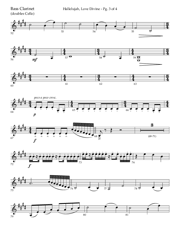 Hallelujah Love Divine (Choral Anthem SATB) Bass Clarinet (Lifeway Choral / Arr. John Bolin / Arr. Don Koch / Orch. Phillip Keveren)