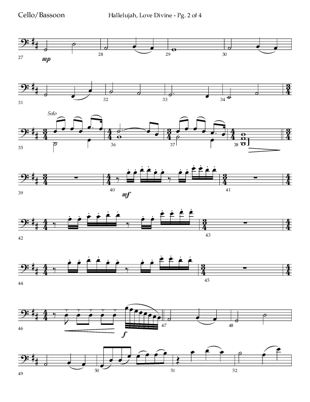 Hallelujah Love Divine (Choral Anthem SATB) Cello (Lifeway Choral / Arr. John Bolin / Arr. Don Koch / Orch. Phillip Keveren)