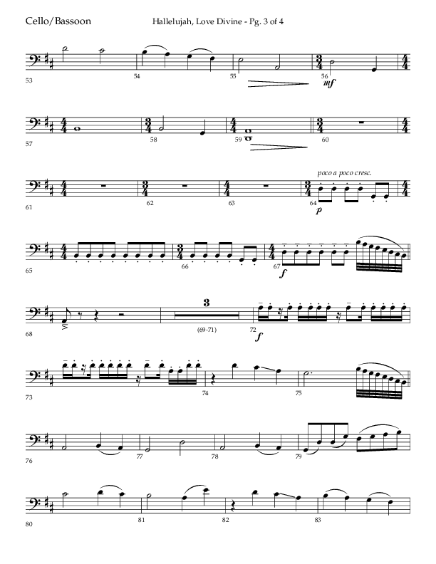 Hallelujah Love Divine (Choral Anthem SATB) Cello (Lifeway Choral / Arr. John Bolin / Arr. Don Koch / Orch. Phillip Keveren)