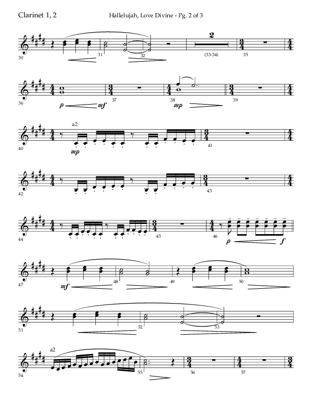 Hallelujah Love Divine (Choral Anthem SATB) Clarinet 1/2 (Lifeway Choral / Arr. John Bolin / Arr. Don Koch / Orch. Phillip Keveren)