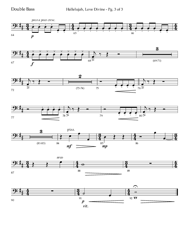 Hallelujah Love Divine (Choral Anthem SATB) Double Bass (Lifeway Choral / Arr. John Bolin / Arr. Don Koch / Orch. Phillip Keveren)