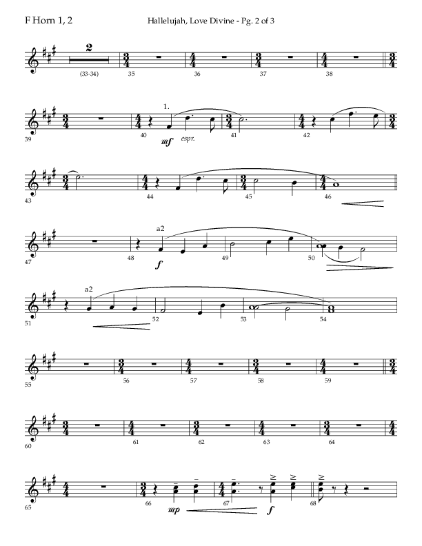 Hallelujah Love Divine (Choral Anthem SATB) French Horn 1/2 (Lifeway Choral / Arr. John Bolin / Arr. Don Koch / Orch. Philip Keveren)