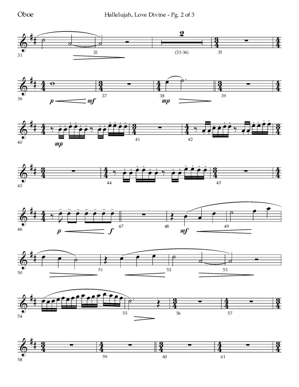 Hallelujah Love Divine (Choral Anthem SATB) Oboe (Lifeway Choral / Arr. John Bolin / Arr. Don Koch / Orch. Phillip Keveren)