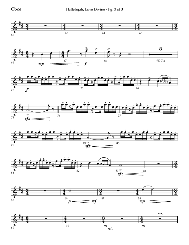 Hallelujah Love Divine (Choral Anthem SATB) Oboe (Lifeway Choral / Arr. John Bolin / Arr. Don Koch / Orch. Phillip Keveren)
