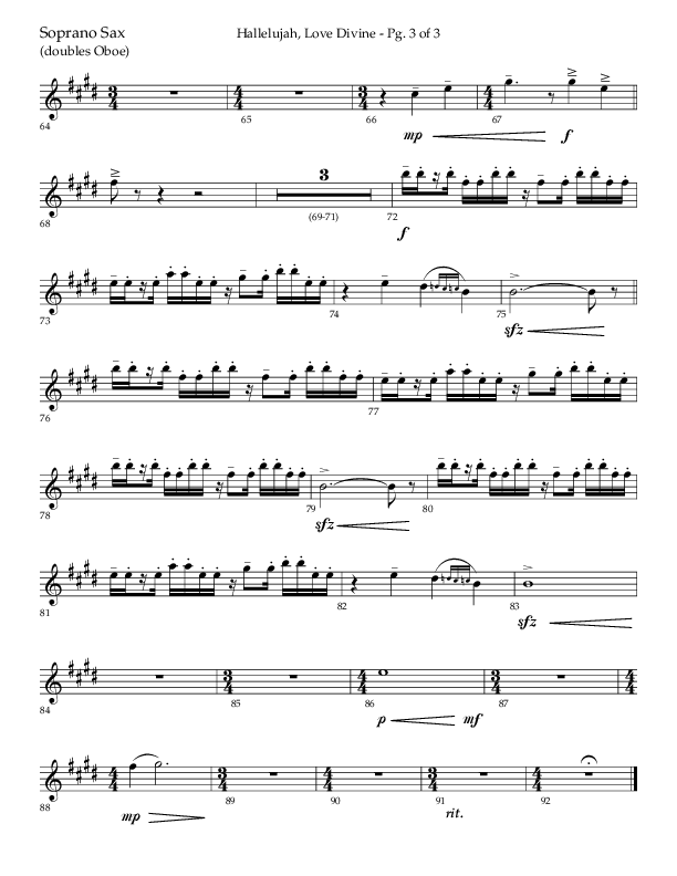 Hallelujah Love Divine (Choral Anthem SATB) Soprano Sax (Lifeway Choral / Arr. John Bolin / Arr. Don Koch / Orch. Phillip Keveren)
