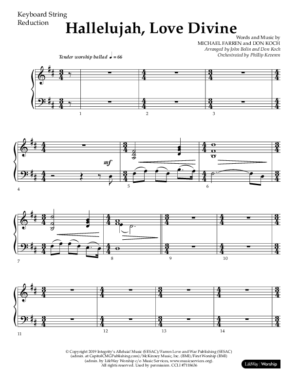 Hallelujah Love Divine (Choral Anthem SATB) String Reduction (Lifeway Choral / Arr. John Bolin / Arr. Don Koch / Orch. Phillip Keveren)