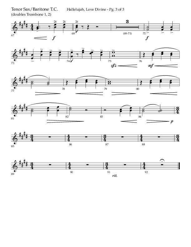 Hallelujah Love Divine (Choral Anthem SATB) Tenor Sax/Baritone T.C. (Lifeway Choral / Arr. John Bolin / Arr. Don Koch / Orch. Phillip Keveren)