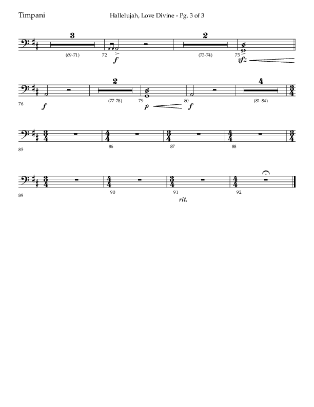 Hallelujah Love Divine (Choral Anthem SATB) Timpani (Lifeway Choral / Arr. John Bolin / Arr. Don Koch / Orch. Phillip Keveren)