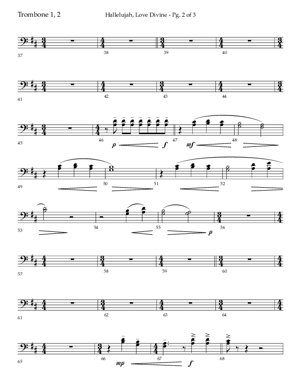 Hallelujah Love Divine (Choral Anthem SATB) Trombone 1/2 (Lifeway Choral / Arr. John Bolin / Arr. Don Koch / Orch. Phillip Keveren)