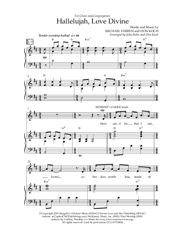 Hallelujah Love Divine (Choral Anthem SATB) Anthem (SATB/Piano) (Lifeway Choral / Arr. John Bolin / Arr. Don Koch / Orch. Phillip Keveren)