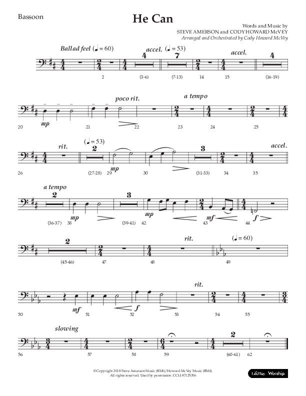 He Can (Choral Anthem SATB) Bass Clarinet (Arr. Cody McVey)
