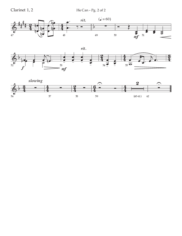 He Can (Choral Anthem SATB) Clarinet 1/2 (Arr. Cody McVey)