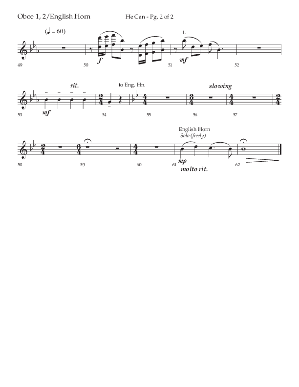 He Can (Choral Anthem SATB) Oboe 1/2 (Arr. Cody McVey)