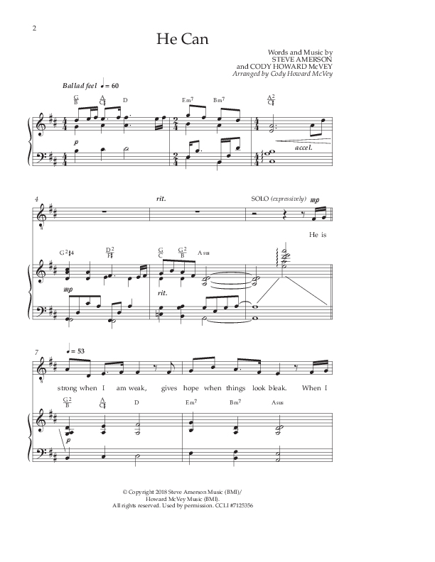 He Can (Choral Anthem SATB) Anthem (SATB/Piano) (Arr. Cody McVey)