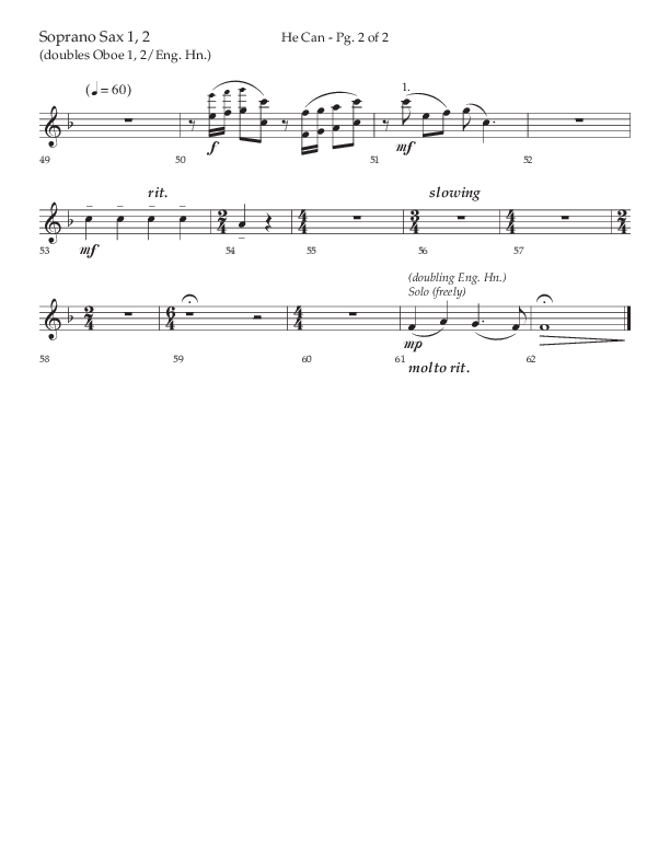 He Can (Choral Anthem SATB) Soprano Sax (Arr. Cody McVey)
