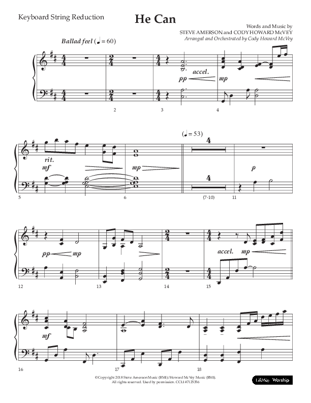 He Can (Choral Anthem SATB) String Reduction (Arr. Cody McVey)