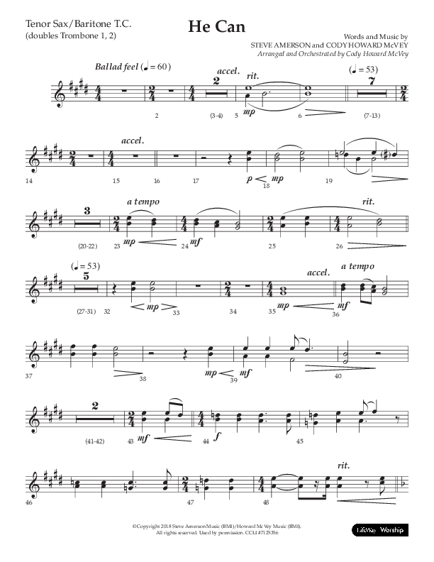 He Can (Choral Anthem SATB) Tenor Sax/Baritone T.C. (Arr. Cody McVey)