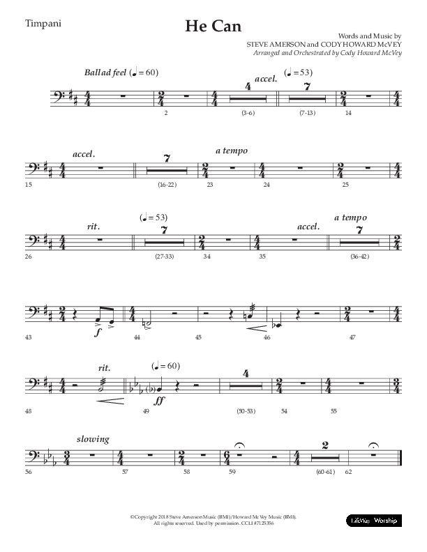 He Can (Choral Anthem SATB) Timpani (Arr. Cody McVey)