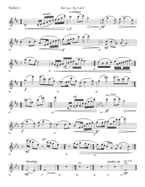 He Can (Choral Anthem SATB) Violin 1 (Arr. Cody McVey)