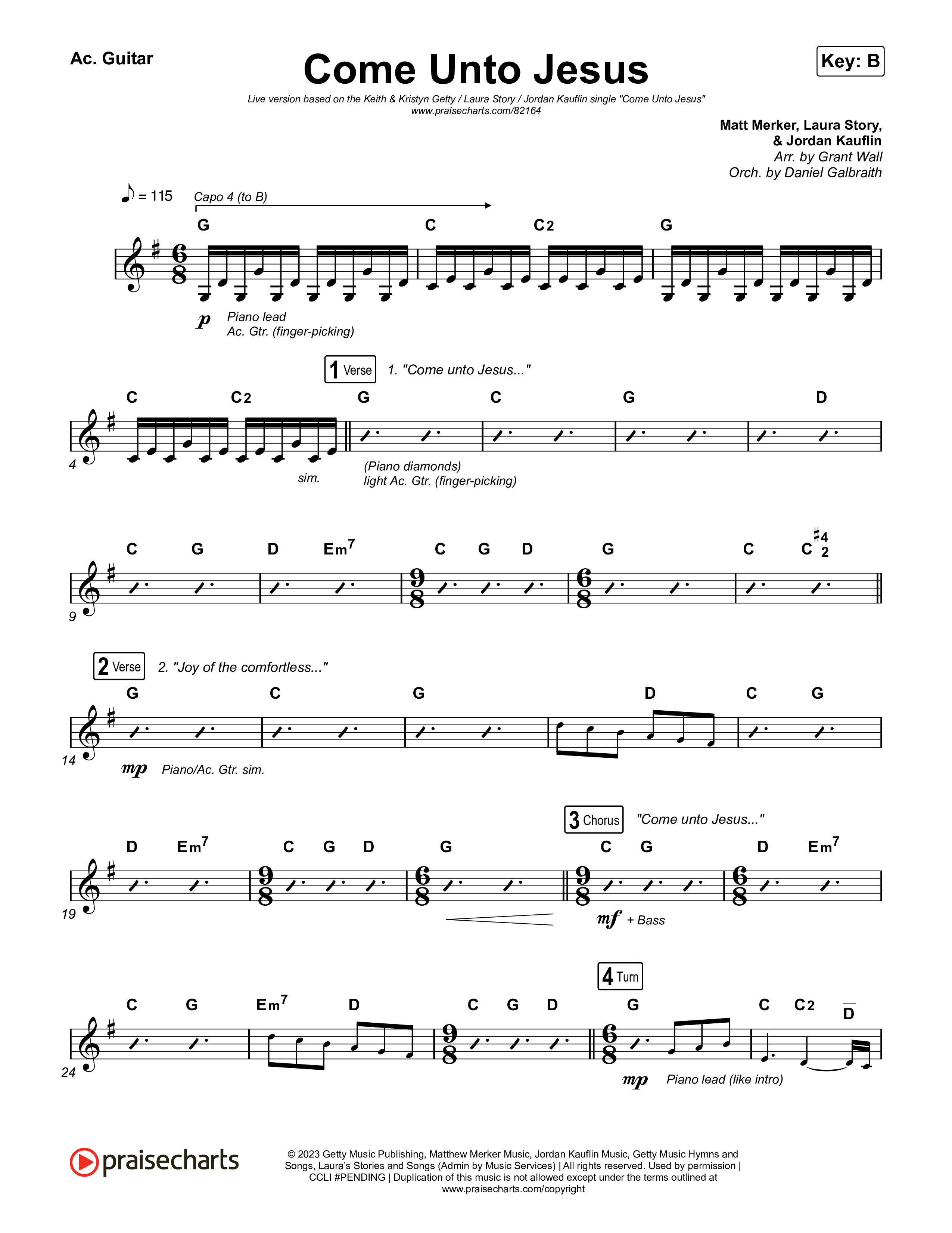 Come Unto Jesus (Live) Acoustic Guitar (Keith & Kristyn Getty / Laura Story / Jordan Kauflin)