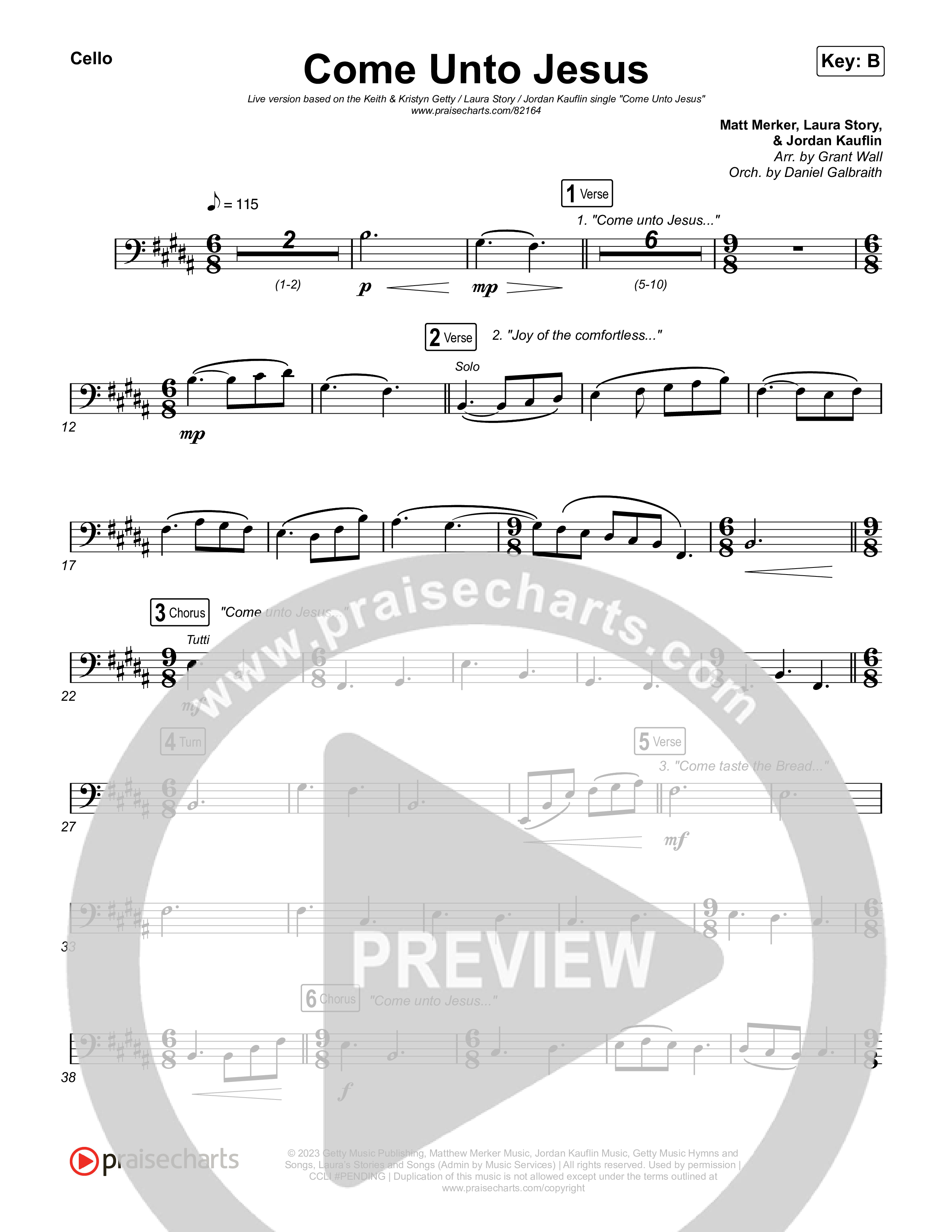 Come Unto Jesus (Live) Cello (Keith & Kristyn Getty / Laura Story / Jordan Kauflin)