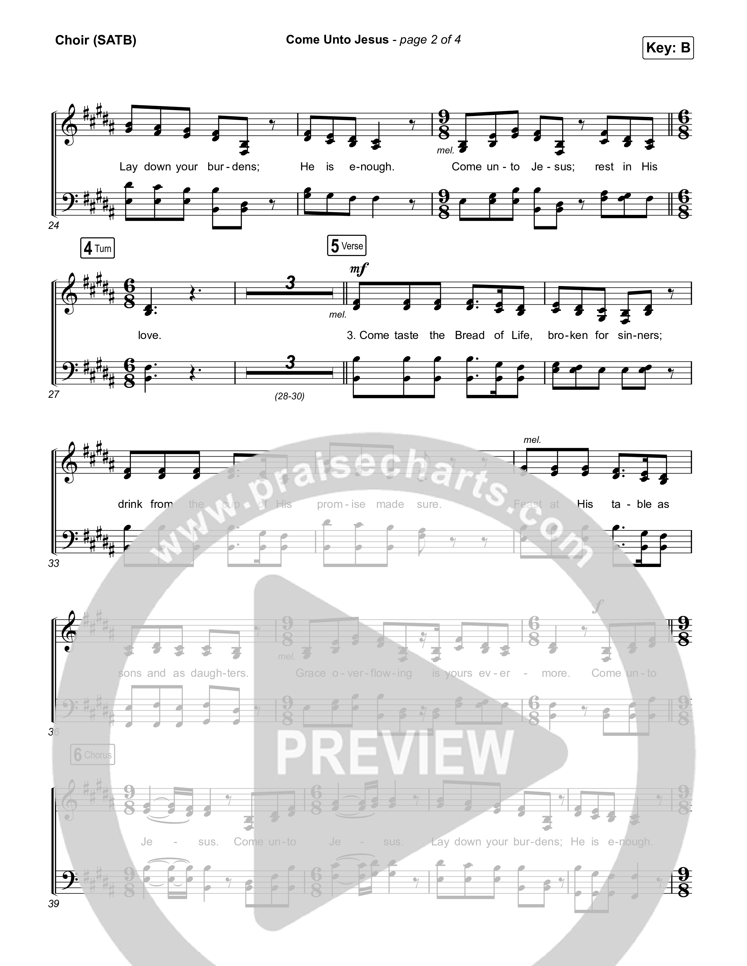 Come Unto Jesus (Live) Choir Sheet (SATB) (Keith & Kristyn Getty / Laura Story / Jordan Kauflin)