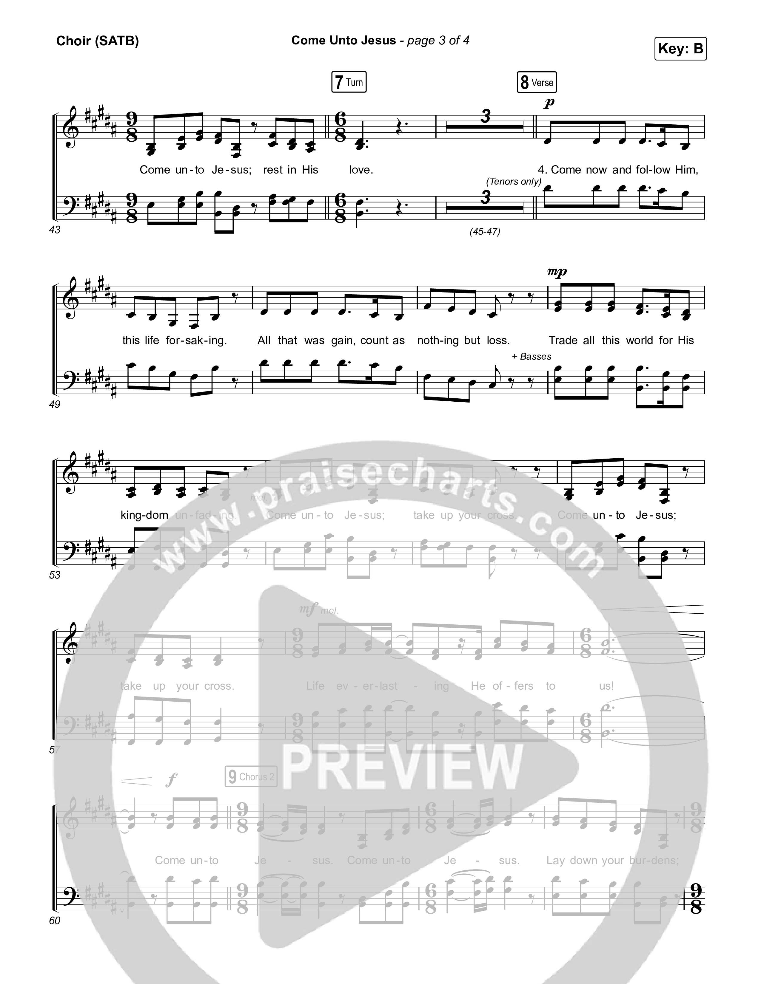 Come Unto Jesus (Live) Choir Sheet (SATB) (Keith & Kristyn Getty / Laura Story / Jordan Kauflin)