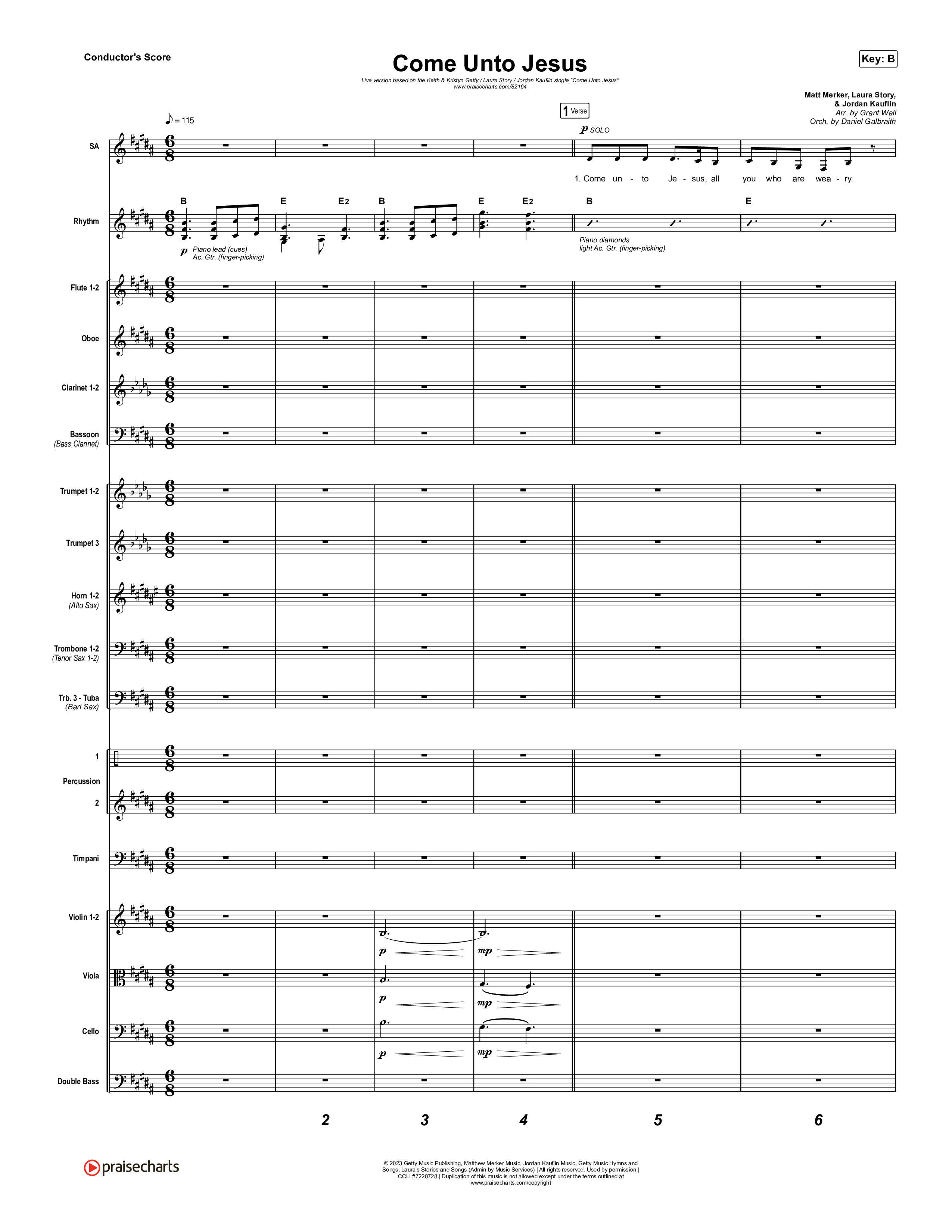 Come Unto Jesus (Live) Conductor's Score (Keith & Kristyn Getty / Laura Story / Jordan Kauflin)