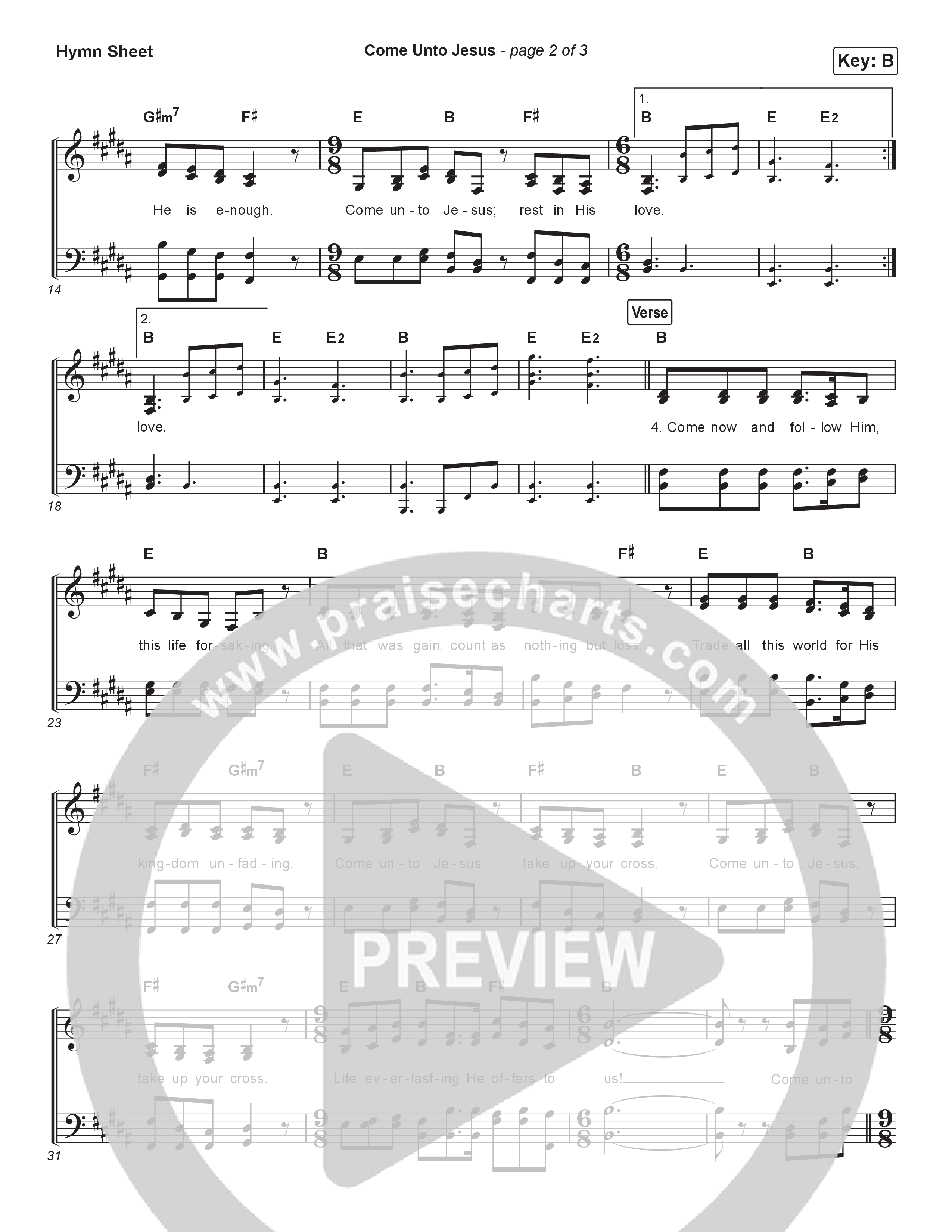 Come Unto Jesus (Live) Hymn Sheet (Keith & Kristyn Getty / Laura Story / Jordan Kauflin)