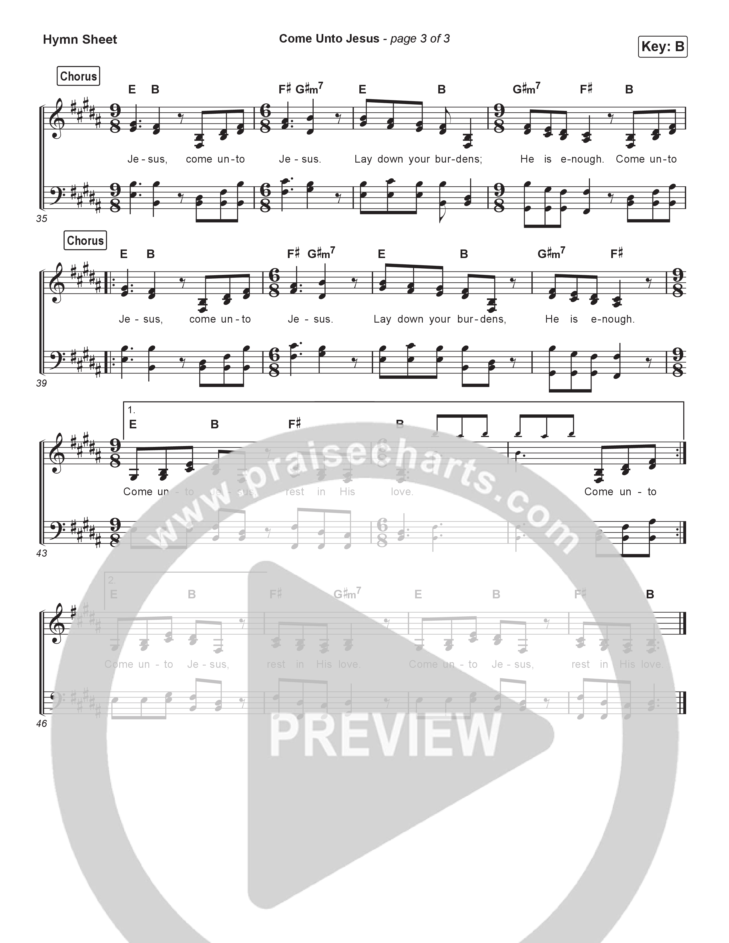 Come Unto Jesus (Live) Hymn Sheet (Keith & Kristyn Getty / Laura Story / Jordan Kauflin)