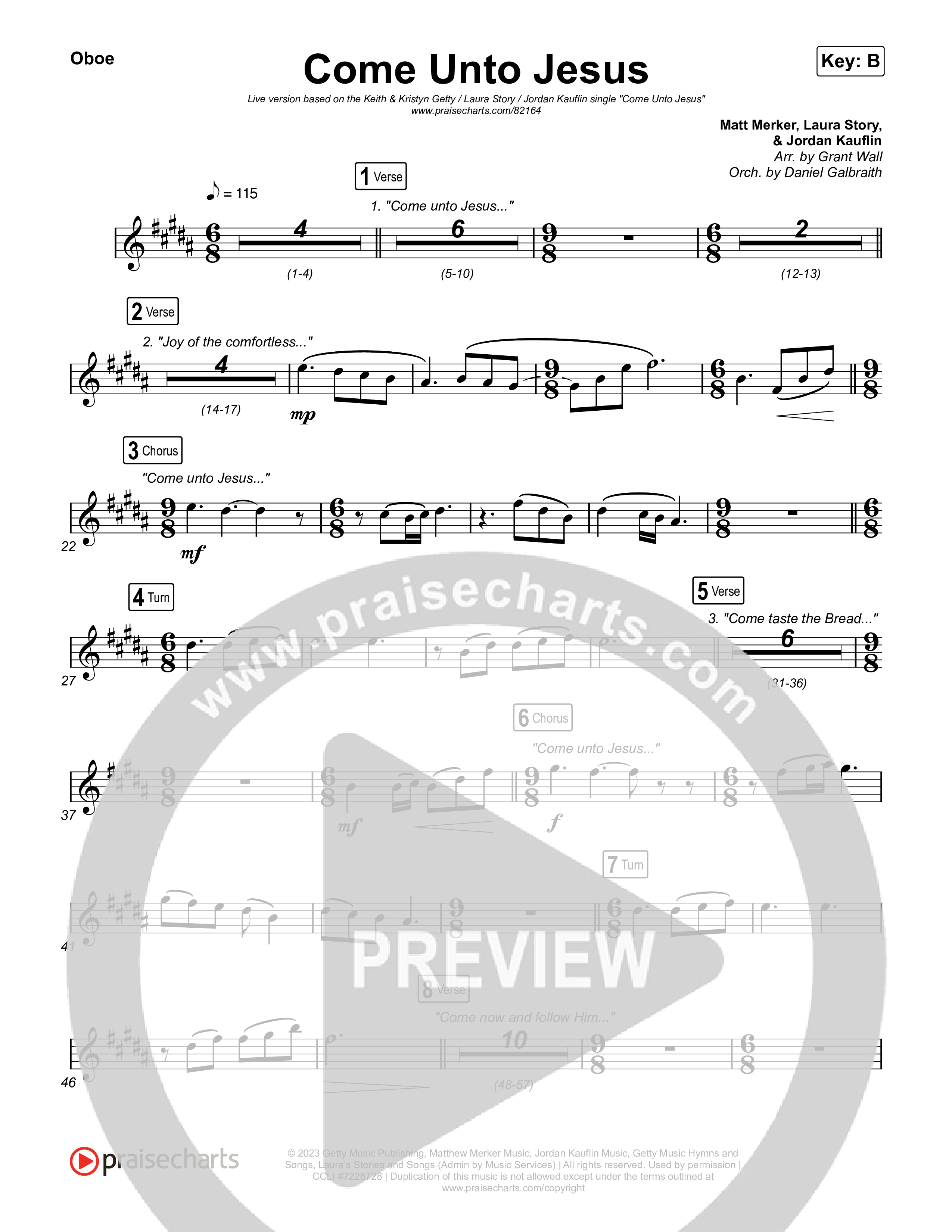 Come Unto Jesus (Live) Oboe (Keith & Kristyn Getty / Laura Story / Jordan Kauflin)