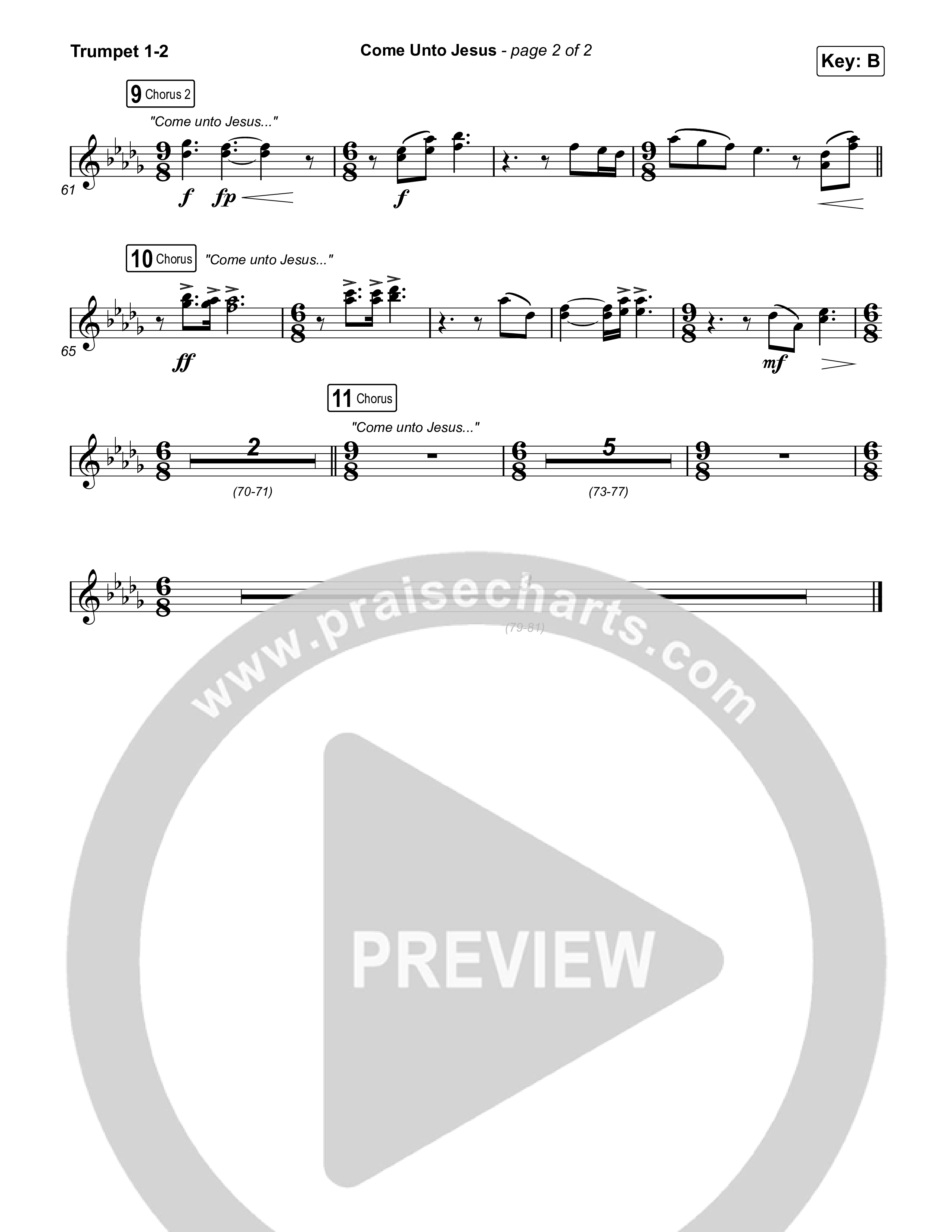 Come Unto Jesus (Live) Trumpet 1,2 (Keith & Kristyn Getty / Laura Story / Jordan Kauflin)