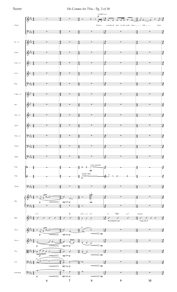 He Comes For This (Choral Anthem SATB) Orchestration (Lifeway Choral / Arr. Cody McVey)