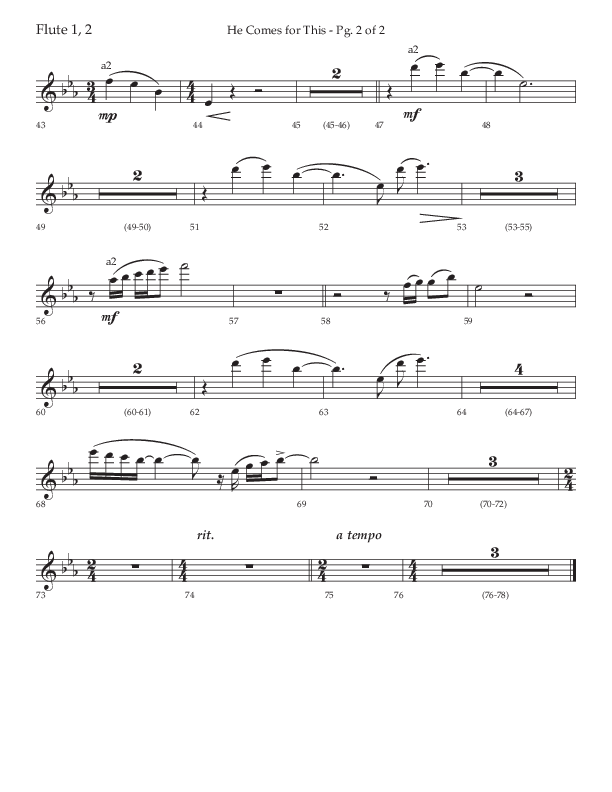 He Comes For This (Choral Anthem SATB) Flute 1/2 (Lifeway Choral / Arr. Cody McVey)