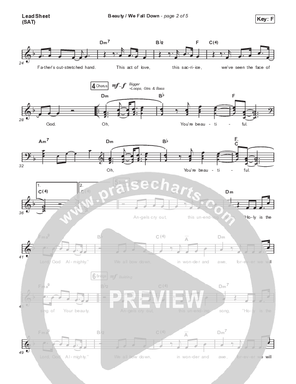 Beauty / We Fall Down Lead Sheet (SAT) (David Funk)